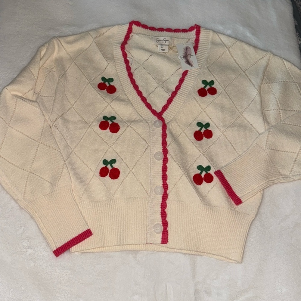 🍒🍒🍒Jessica Simpson 2025 Cherry cardigan 🍒🍒🍒